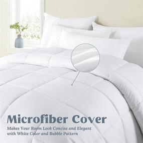 img 3 attached to 🛏️ puredown All Season Down Alternative Comforter: Lightweight, Soft Duvet Insert - Full/Queen Size, White