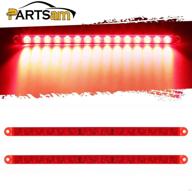 🚛 partsam 2-pack 12-inch 15 led red trailer truck identification light bar - waterproof sealed thin stop/turn/tail id marker third 3rd brake light strip bar for trucks, trailers, and rvs - surface mount logo