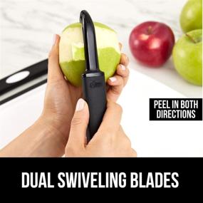 img 2 attached to 🍠 Gorilla Grip Swivel Vegetable Peeler: Stainless Steel Blades, Comfort Handle, Dishwasher Safe, Ideal for Quick and Effortless Peeling of Vegetables and Potatoes - Includes Blade Guard (Black)