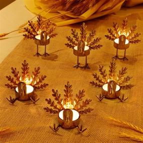 img 4 attached to 🦃 Enhance Your Thanksgiving Table Décor with FORUP 6 Pack Metal Turkey Tea Light Candle Holders: A Festive Touch!