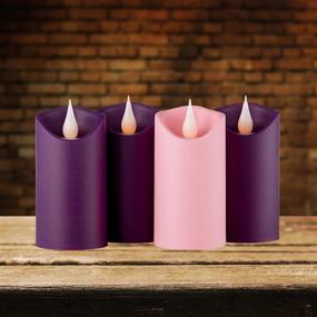 img 1 attached to 🕯️ Flameless Advent Tabletop Candles: Unscented LED Pillar Candle Set for Home Decor or Church Supplies, Pack of 4