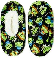 👾 alien adventure: fuzzy slipper shoes for boys - medium size logo