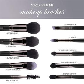 img 3 attached to EIGSHOW Vegan Makeup Brushes: Cruelty-Free 10-Piece Set with Soft Synthetic Bristles for Flawless Application of Foundation, Blush, Contour, and Eyeshadow