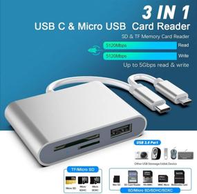 img 2 attached to 📱 Silver Eletrand Type C + Micro USB Dual Connector SD & TF Memory Card Reader Adapter - Ideal for Android Smartphones, Cameras, Laptops, Tablets - Compatible with Windows, Mac OS, Linux