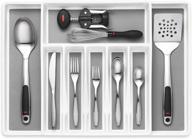 optimize space with expandable cutlery drawer organizer - ideal for silverware, serving utensils, kitchen, office, bathroom storage logo
