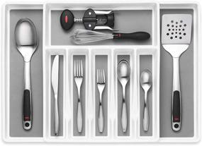 img 4 attached to Optimize Space with Expandable Cutlery Drawer Organizer - Ideal for Silverware, Serving Utensils, Kitchen, Office, Bathroom Storage