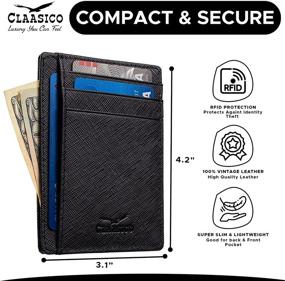 img 3 attached to Vintage Leather Minimalist Men's Wallet with Blocking Technology – Stylish Accessories for Wallets, Card Cases & Money Organizers