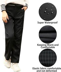 img 2 attached to 👶 Children's Boys' Youth Fleece-Lined Hiking Pants - Outdoor Softshell Snow Ski Waterproof Windproof Warm Cargo Insulated Pants for Winter