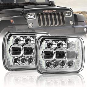 img 4 attached to 🚙 Auxbeam 5x7 7x6 LED Headlights with Angle Eyes - Sealed Beam Replacement for Jeep Wrangler YJ Cherokee XJ - Hi/Lo Beam DRL Compatible - Silver (2Pcs)