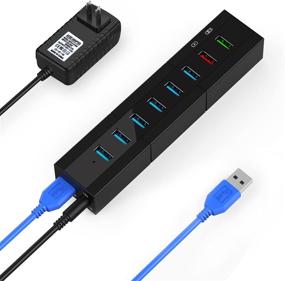 img 4 attached to K&amp;ZZ 8-Port USB 3.0 Hub 36W - High-Speed USB Splitter for Laptop - USB Data 💻 Hub with Charging Ports - USB Powered Hub for PC, Mac, Mobile HDD, USB Flash Drive - Black
