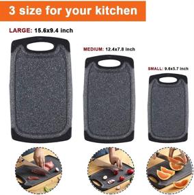 img 3 attached to KIMIUP Professional Kitchen Cutting Board Set of 3 - Dishwasher Safe Chopping Boards with Juice Grooves, Carrying Handle, and No BPA