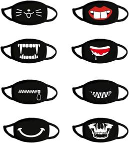 img 2 attached to 🎭 8 Pack AIBEARTY Unisex Cute Funny Cotton Mouth Cover for Party Festival Cosplay, Reusable and Washable, Black