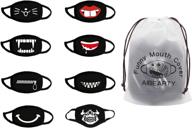 🎭 8 pack aibearty unisex cute funny cotton mouth cover for party festival cosplay, reusable and washable, black logo