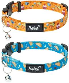 img 4 attached to 🐶 Cute Dog Collar for Small Medium Dogs - Puppy Collars with Bells for Boys & Girls, Soft Adjustable Doggy Collar with Donut & Pizza Pattern, 2 Packs (Cake) - Stylish and Fun Accessories for your Beloved Pet