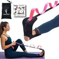 🏋️ pink stretching strap and foot stretcher - plantar fasciitis relief, hamstring, calf, achilles tendonitis, it band, heel spur, ankle stretching equipment логотип