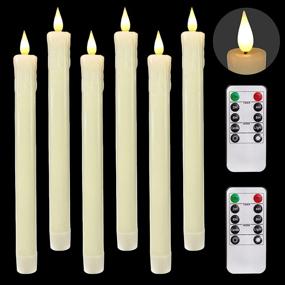 img 4 attached to 🕯️ Homemory Flameless Taper Candles with Timer, 9.5 Inches Ivory LED Candlesticks, Dripless Wax Battery Operated Window Candles with Realistic Flickering Flame for Fireplace, Christmas, Halloween