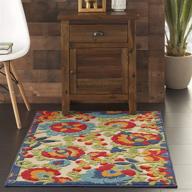 🌴 nourison aloha multicolor transitional tropical rug - indoor/outdoor 2'8" x 4' area rug logo