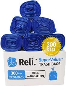 img 4 attached to Reli SuperValue Blue Trash Bags - 300 Count, 6-10 Gallon Recycling Bags with Various Capacities: 6 Gal, 7 Gal, 8 Gal, and 10 Gal - Bulk 10 Gallon Garbage Bags, Blue