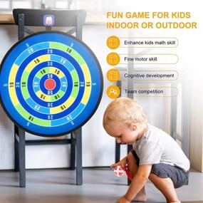 img 3 attached to Kid Dart Games: Safe Indoor & Outdoor Dart Board Gift with Sticky Balls – Fun Activity for Boys and Girls, 14 Inches