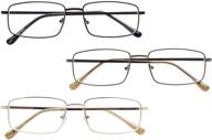 🔍 enhance your reading experience with bfoco set of 3 rectangular metal reading glasses for men - spring hinge readers logo