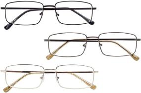 img 4 attached to 🔍 Enhance Your Reading Experience with BFOCO Set of 3 Rectangular Metal Reading Glasses for Men - Spring Hinge Readers