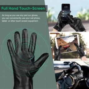 img 2 attached to 🧤 Premium Leather Thermal Touchscreen Texting Men's Motorcycle Accessories: Gloves & Mittens