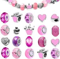 🥑 sjavocado 50pcs assorted european large hole beads for diy crafts bracelets necklaces jewelry making - resin glass imitation metal spacer charms bead in pink logo