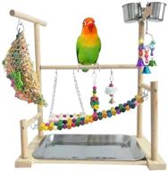 kathson parrots playground bird perch gym playpen birds chewing toys bridges with swings food bowl for parakeets, african grey, conures, cockatiel, cockatoos, and parrotlets logo