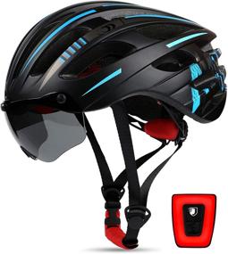 img 4 attached to KINGLEAD Kl-099: Mountain Bike Helmet with USB Charging Rear Light, Detachable Magnetic Goggles, and Portable Bag - Adjustable Helmet for Men and Women