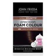 🔴 john frieda precision foam color, 4n in dark natural brown, full coverage hair color kit for deep color saturation with thick foam logo