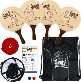 img 4 attached to 🏐 Shaka Ball Game Set - Fun Multiplayer Paddle Ball Game for Kids and Adults - Perfect for Outdoor Activities: Lawn, Beach, and more! Includes Court, Paddles, Balls, and Carry Backpack