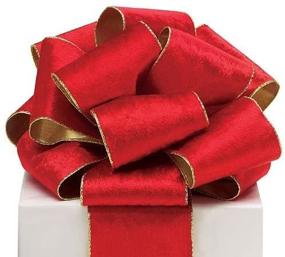 img 4 attached to 🔴 Red Velvet Ribbon with Gold Edge and Gold Backing by Burton & Burton - 4W X 20 Yds