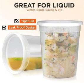 img 2 attached to 24 Pack of Leak Proof, Airtight, and Microwave/Dishwasher Safe Food Storage Containers with Lids - Round Plastic Deli Cups, US Made, 32 oz (Quart Size), Stackable, Reusable - White