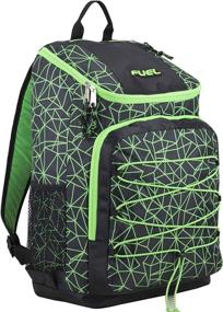 img 4 attached to 🎒 Fuel Wide Mouth Sports Backpack, Black/Lime Green with Bungee, Inner Tech Pocket, and Sizzle/Shattered Geo Print