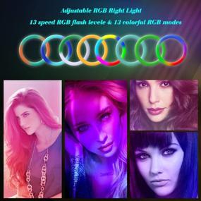 img 3 attached to 🌈 10,2-дюймовая кольцевая лампа с подставкой, держателем для телефона и пультом дистанционного управления - LTRINGYS кольцевая светодиодная лампа для макияжа с 26 цветами RGB-вспышек, диммируемая настольная кольцевая лампа для стриминга (разноцветная)