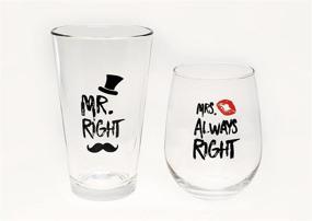 img 3 attached to Hilarious Wedding Gifts - Mr. Right and Mrs. Always Right Novelty Wine and Beer Glass Set - Perfect Engagement Gift for Couples with a Sense of Humor