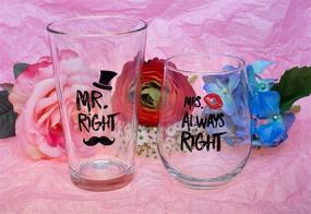 img 2 attached to Hilarious Wedding Gifts - Mr. Right and Mrs. Always Right Novelty Wine and Beer Glass Set - Perfect Engagement Gift for Couples with a Sense of Humor