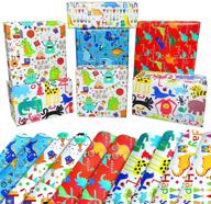 🎁 10 pack cute animal and dinosaur kids birthday wrapping paper – eco-friendly happy birthday gift wrap paper for boys, girls, children, baby shower, and party – mixed style sheets logo