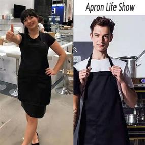 img 1 attached to 💦 Water-Resistant Black Waist Apron with 3 Pockets - Ideal for Waiters and Waitresses
