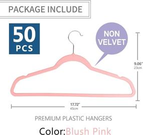 img 3 attached to 50PCS Premium Thin Plastic Hangers in Blush Pink - Slimline Design with Silver Hooks for Heavy Duty Use - Huggable Suit Non-Velvet Hangers for Space Saving in Closet - Non-Flocked Clothes Hangers for Better Organization