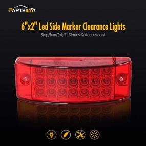 img 3 attached to 🚘Partsam, 2 шт. Красный 6-дюймовый светодиодный прямоугольный маркер и фонарь для прицепа - 21 диод с отражателями - Водонепроницаемый герметически закрытый 12-вольтовый 6x2 прямоугольный стоп-сигнал, поворотный сигнал, габаритный фонарь - Поверхностный монтаж с двумя режимами
