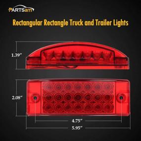 img 1 attached to 🚘Partsam, 2 шт. Красный 6-дюймовый светодиодный прямоугольный маркер и фонарь для прицепа - 21 диод с отражателями - Водонепроницаемый герметически закрытый 12-вольтовый 6x2 прямоугольный стоп-сигнал, поворотный сигнал, габаритный фонарь - Поверхностный монтаж с двумя режимами