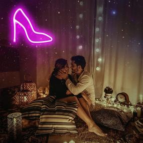 img 3 attached to 💡 LED Neon Sign High Heels: Pink Neon Lights - Battery or USB Powered, Ideal Wall Decor for Bedroom, Kids Room, Living Room, Bar, Party, Christmas, Wedding