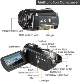 img 3 attached to Ordro AC3 4k Digital Zoom Video Camera Camcorder + Accessory Bundle - Black