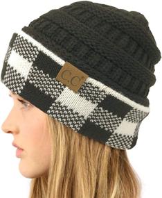 img 1 attached to Winter Fall Trendy Chunky Stretchy Cable Knit Beanie Hat with CC Design