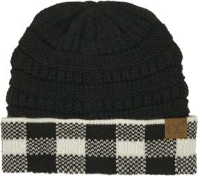 img 2 attached to Winter Fall Trendy Chunky Stretchy Cable Knit Beanie Hat with CC Design