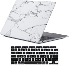 img 4 attached to Чехол ProCase для MacBook Air 13 дюймов 2020 2019 2018, модели A2179 A1932, жесткий корпус с клавиатурным чехлом - белый мрамор.