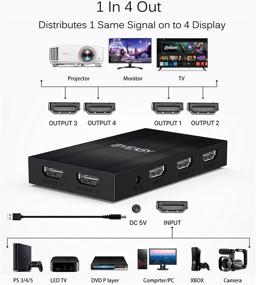 img 3 attached to 🔌 BYEASY HDMI Splitter - 1x4 Split, 4K Support, Duplicate/Mirror Function, Powered - Ideal for Xbox, PS4, Fire Stick, Roku, Blu-Ray, TV - HDMI Splitter for Four Monitors - 3D, 1080P, HDTV