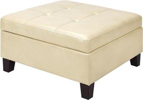 img 3 attached to 📦 Beige Faux Leather Storage Ottoman by Dorel Living - Hadfield Square