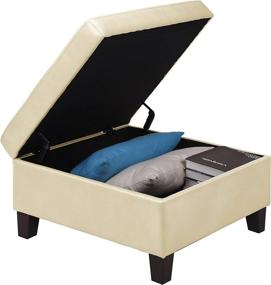 img 2 attached to 📦 Beige Faux Leather Storage Ottoman by Dorel Living - Hadfield Square